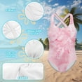 thumbnail image 6 of Uorisanigo Little Girls Swimsuits One Piece Pink Marble Print Sport Halter Swimwear Polyester and Spandex Fabric Pool Party Beach Bathing Suit, Size 13-14, 6 of 7