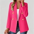 thumbnail image 2 of Blazers for Women Business Casual Long Sleeve Suit Jacket Fall Winter Open Front Double Breasted Classic Blazer Hot Pink L, 2 of 6