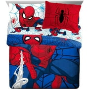 Marvel Spiderman Webtastic 7 Piece Queen Bed Set, 100% Microfiber, Blue