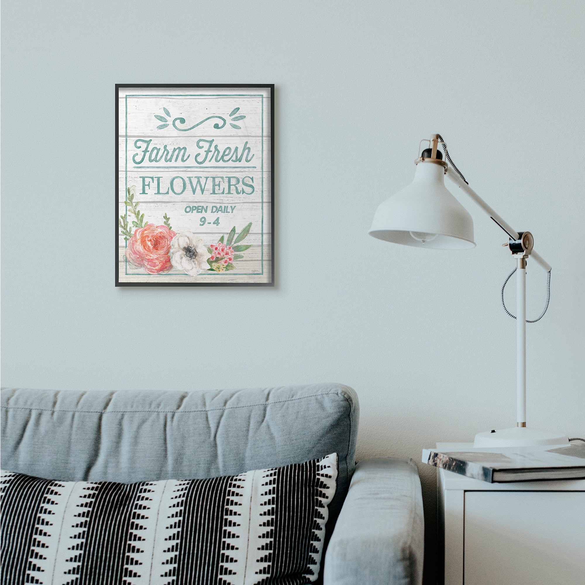 Stupell Industries Farm Fresh Flowers Rustic Wood Textured Word Design Framed Wall Art by Mary Urban