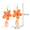 thumbnail image 2 of Romantic Orange Quartz Floral Teardrop Brass Earrings, 2 of 4