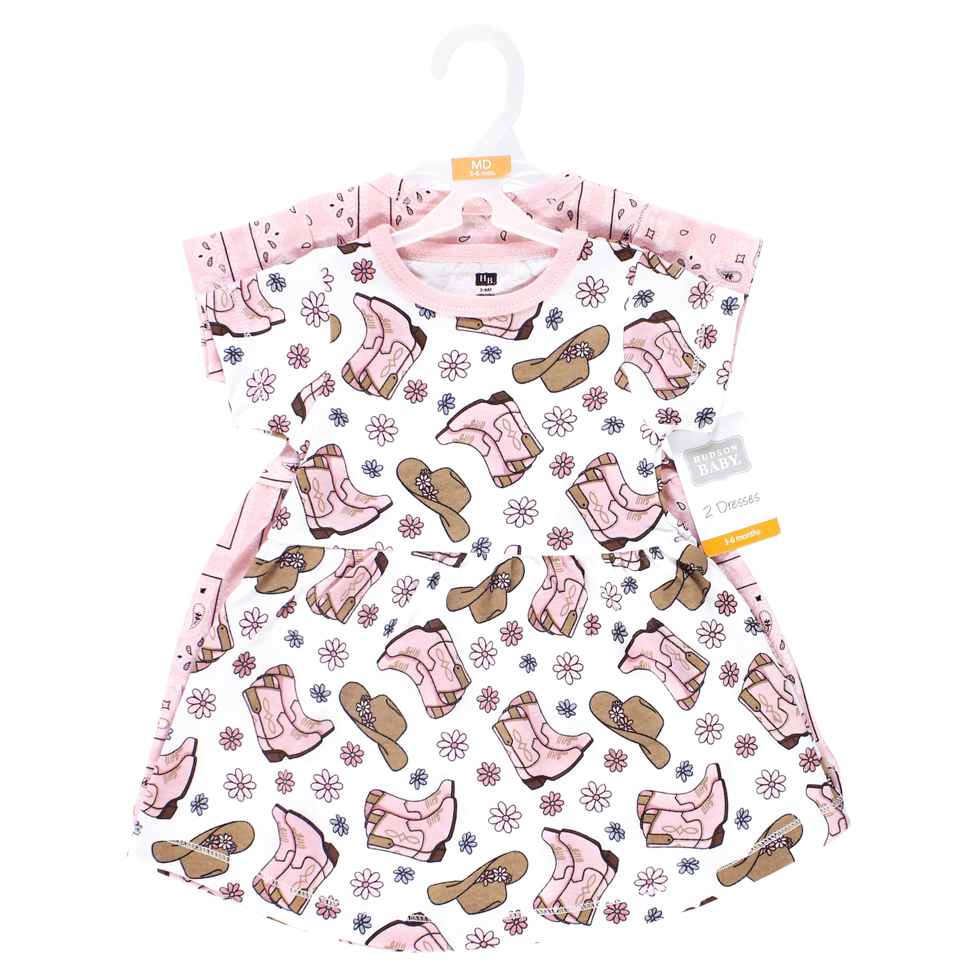 Hudson Baby Girls Cotton Dresses, Cowgirls, 3T