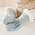 thumbnail image 6 of Odeerbi Baby Toddler Socks Boys Girls Solid Color Cartoon Socks Keep Warm Plush Kids Soft Non-slip Indoor Socks Sky Blue, 6 of 9