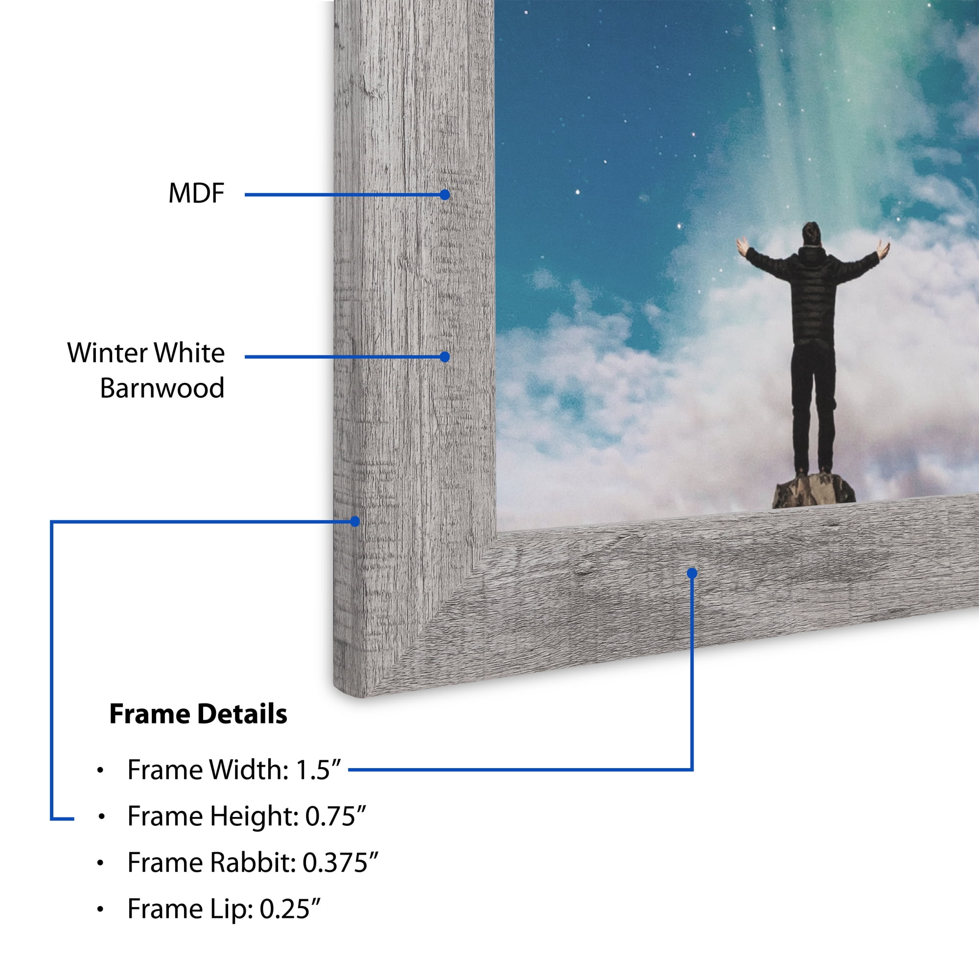 ArtToFrames 18" x 24" Winter White Barnwood 1.5 Inch Picture Frame, 18x24 inch Brown MDF Poster Frame (WOM-4661), 2 Pack