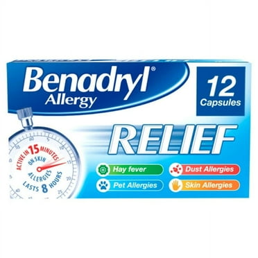 Allergy Relief Fast-Acting Antihistamine Hayfever 12 Capsules