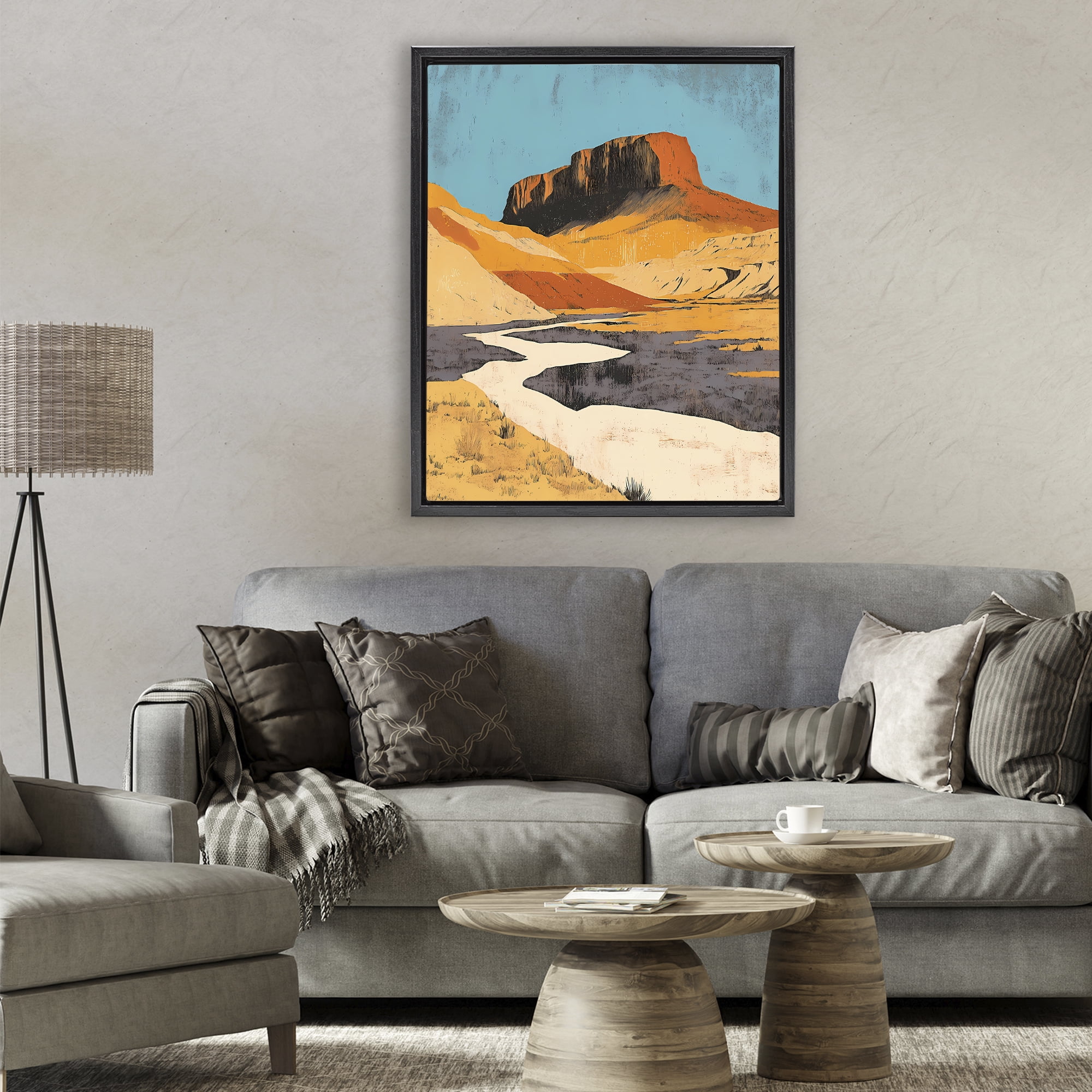 Stupell Industries Vintage Canyon Pass Black Framed Floater Canvas Wall Art, design by Walker Noble