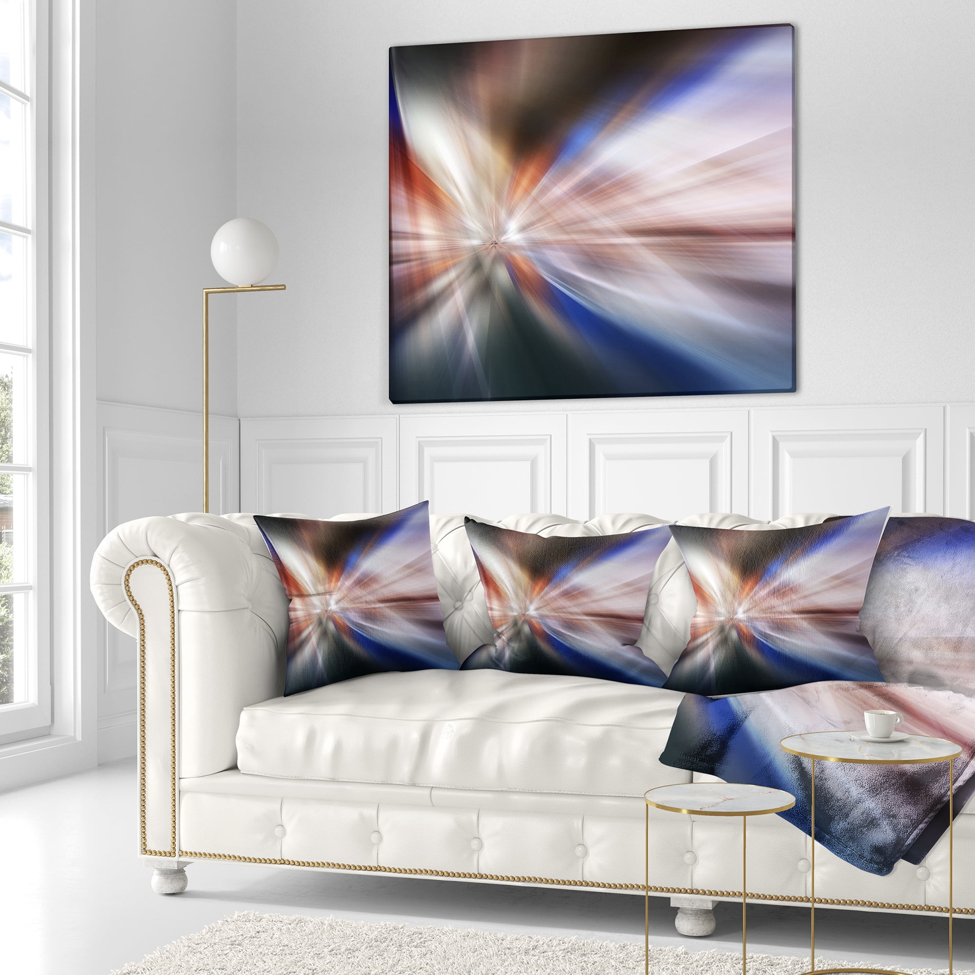Designart White Focus Color - Abstract Throw Pillow - 16x16