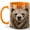 Orange, variant on Jeweled Bear Coffee Mug, Woodland Animal Mug, Ceramic 11 oz