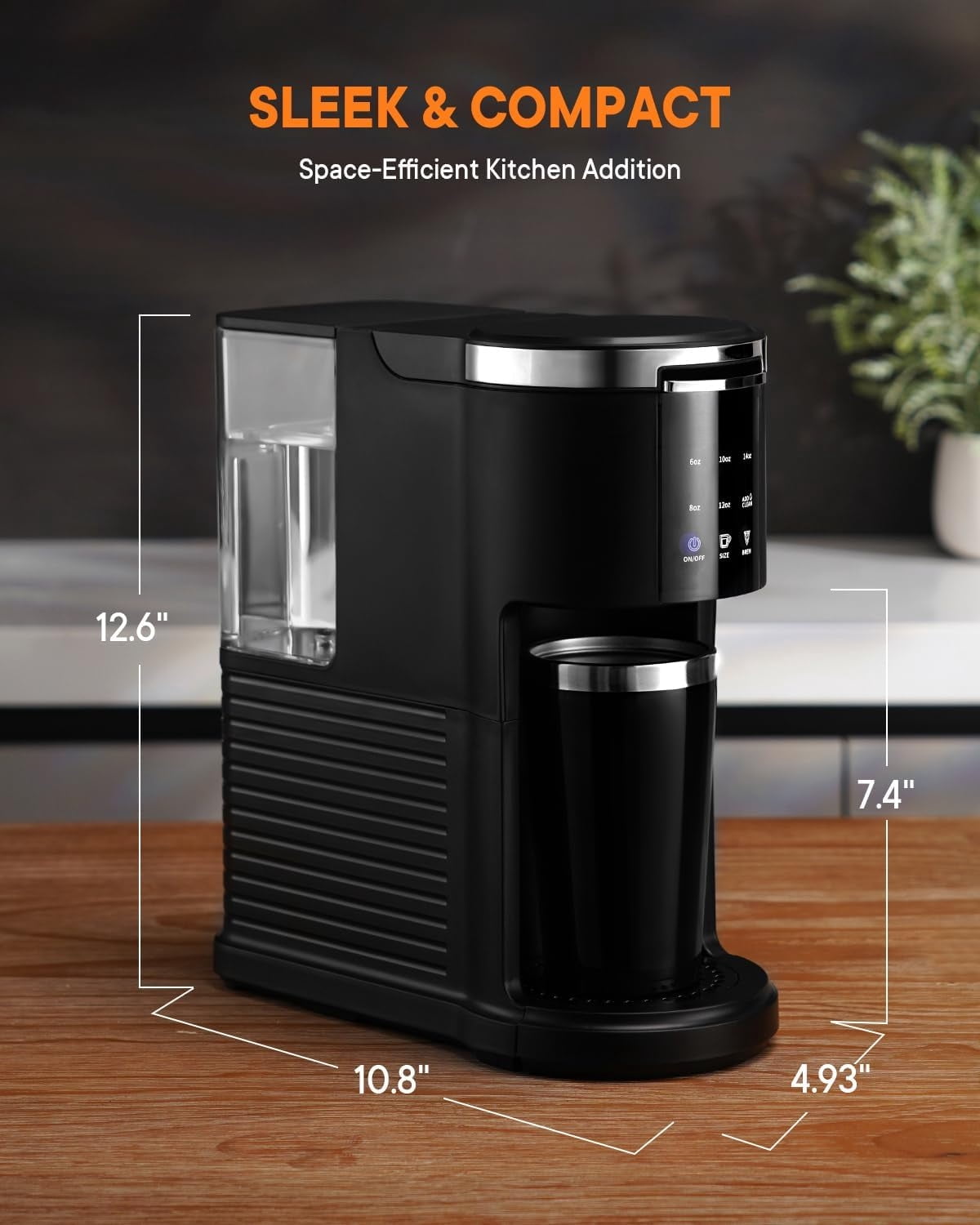 3 in 1 Single Serve Coffee Machine, K Cup Coffee Maker Compatible with Ground Coffee & Teas, 6 to 14oz Brew Sizes, 40oz Removable Water Tank, Descale Settings, Black