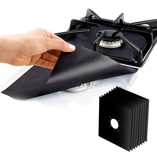 Cubierta para quemador de estufa, cubierta de papel de aluminio reutilizable, Protector para estufa de Gas, estera antiadherente para quemador, revestimiento limpio para cocina, 8 Uds. JM