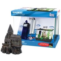 Aquarium Castle Gift Set with Ornament, Light, and Filter, 5-Gallon