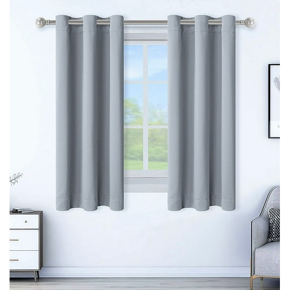 MallenHome Room Darkening Thermal Insulated Blackout Grommet Window Curtain for Living Room, Silver Gray 38" x 63", 2 Panels