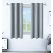 MallenHome Room Darkening Thermal Insulated Blackout Grommet Window Curtain for Living Room, Silver Gray 38" x 63", 2 Panels