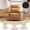 thumbnail image 3 of Bonzy Home Swivel Rocker Recliner Chair, Manual Faux Leather Glider Rocking Recliners for Adults, 360° Swivel Nursery Reclining Sofa with Storage Pocket, Brown, 3 of 8