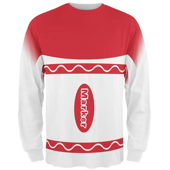 Halloween Marker Costume Red All Over Mens Long Sleeve T Shirt Multi LG
