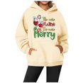 thumbnail image 2 of WEAIXIMIUNG Chandails en Molleton Surdimensionnés pour Femmes Grande Taille Sweat à Capuche Décontracté Col Rond Poche Imprimé Verre de Noël, 2 of 3