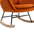 thumbnail image 5 of JINS&VICO Velvet Rocking Chair, Upholstered Rocking Chair with High Backrest and Armrest, Accent Armchair with Metal and Wood Base, Comfy Armchair for Living Room Bedroom Office, Orange, 5 of 7
