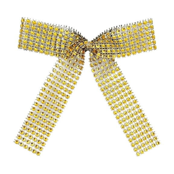 VogueV Rhinestone Christmas Bows Sparkling Crystal Ornaments Gold Silver Glamour Festive Charm Gift Wrapping Tree Wreath Holiday Decor Dazzling Multi-Use Design, Bow*1