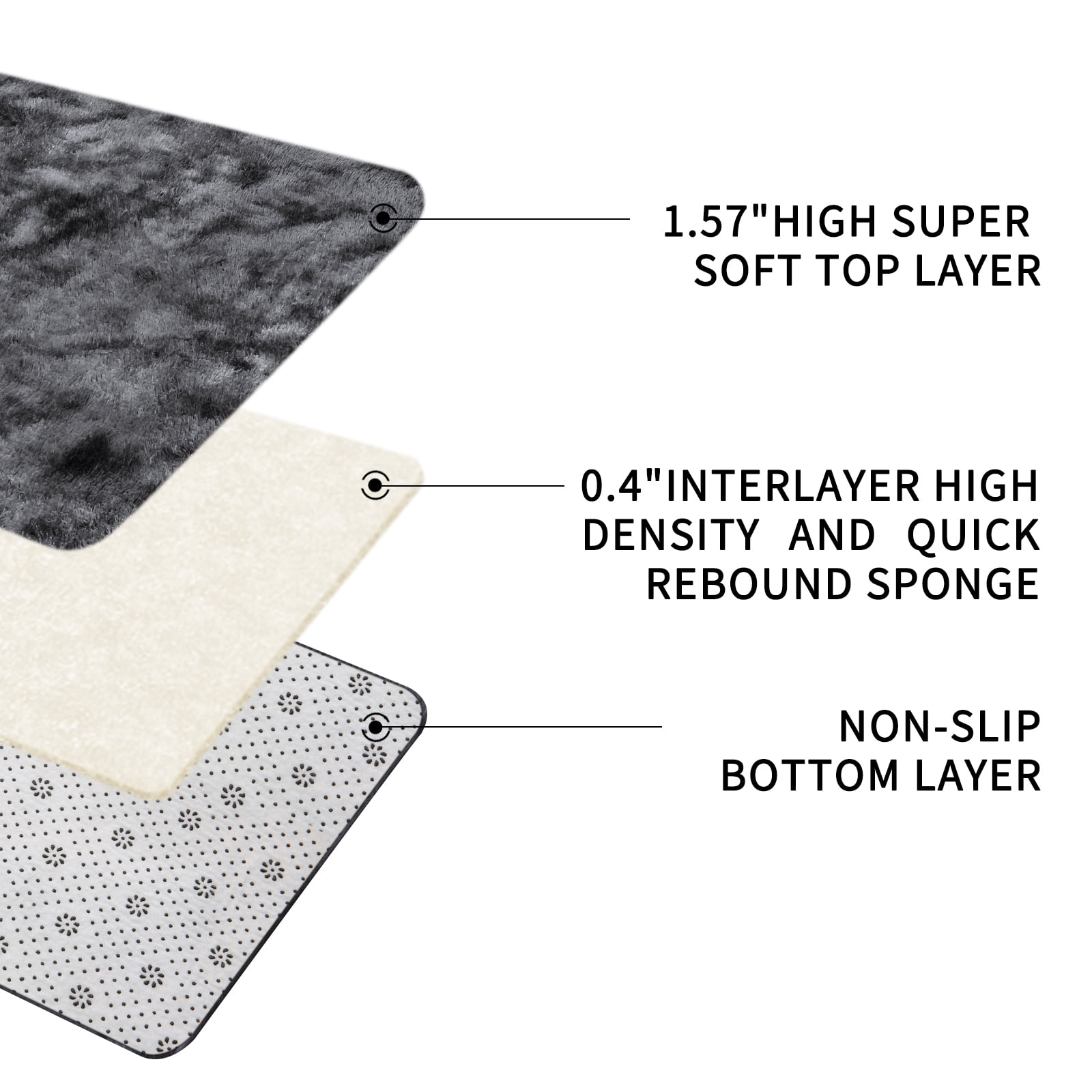 Solid Color Fluffy Rugs, Non-slip Soft Shaggy Floor Carpet Mats & Rugs for Room Decor, Washable Non-slip Area Rug, Modern-style Decorative Carpets for Home Livingroom Bedroom, Tie-dye Dark Gray