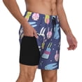 thumbnail image 3 of Haiem Cartoon Rabbit Mens Swim Trunks with Compression Liner 2 in 1 Swimming Shorts Stretch Swimwear Quick Dry,Board Shorts-3X-Large, 3 of 9