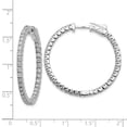 thumbnail image 3 of 14K White Gold Diamond Round Hoop with Safety Clasp Earrings, 3 of 7