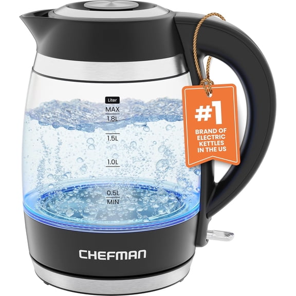 Electric Kettle, 1.8L 1500W, Hot Water Boiler, Removable Lid for Easy Cleaning, Auto Shut Off, Boil-Dry Protection, Stainless Steel Filter, BPA Free, Borosilicate Glass Tea Kettle