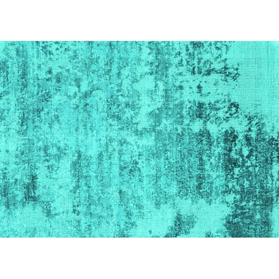 Ahgly Company Indoor Rectangle Oriental Turquoise Blue Industrial Area Rugs, 2' x 4'