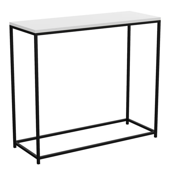Safdie & Co. 31"L Console Table with Black Metal Legs in White