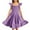 Purple, variant on PINQI Girls Summer Smocked Dress Kids Casual Flying Sleeve Ruffle Trim Solid Square Neck Pleated Midi Dresses Outfits