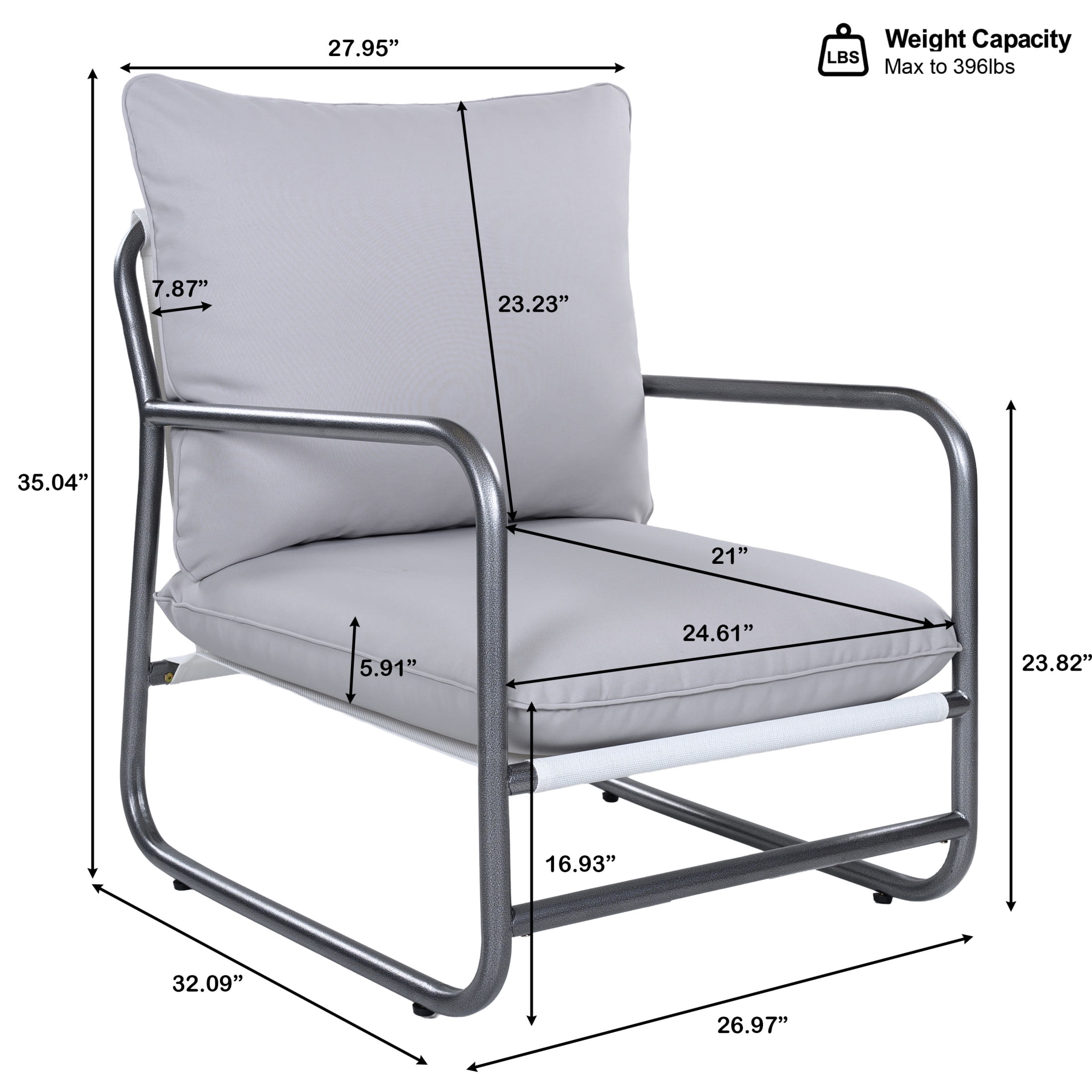Christopher Knight Home Modern Outdoor Aluminum Lounge Chairs with Cushions, Gray+Gunmetal+White
