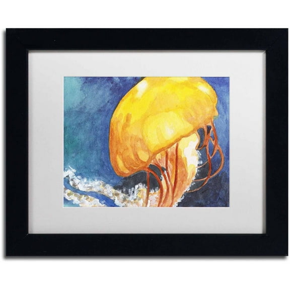 Trademark Fine Art "Jelly Fish II" Canvas Art by Jennifer Redstreake White Matte, Black Frame