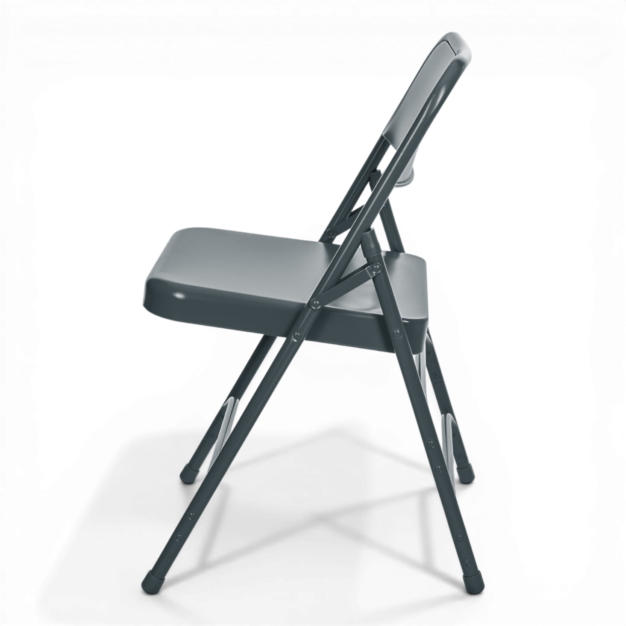 Hampden Furnishings Bernadine Collection All Metal Triple Brace Folding Chair, Blue, Pack of 4