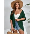 thumbnail image 6 of SHOWMALL Women's Plus Cardigan Short Sleeve Open-Front Lightweight Summer Cover Up 1X Dark Green, 6 of 7