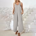 thumbnail image 2 of BangWanChi Womens Jumpsuits Overalls Wide Leg Casual Womens Fashion Summer Solid Pocket Casual Sleeveless Suspender Jumpsuit, 2 of 5