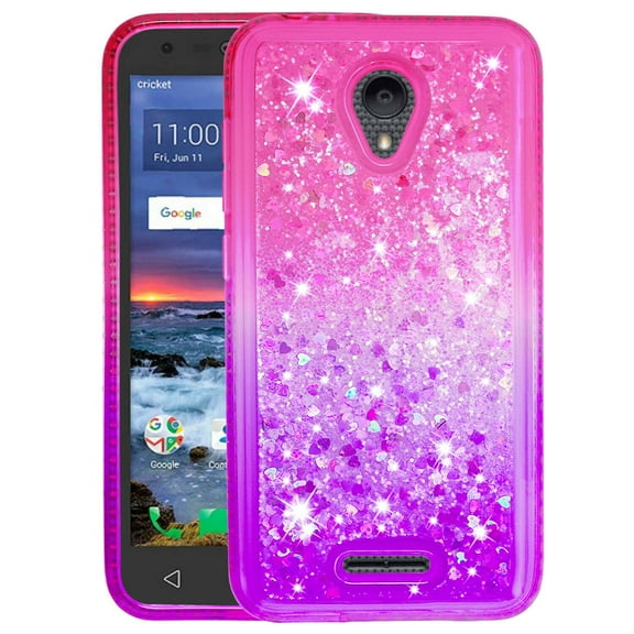 FIEWESEY For Alcatel Verso Case Phone Case, Bling Liquid Luxury Glitter Soft Case for Girls Women for Alcatel idealXCITE / CameoX / Raven LT / U50 / 5044S / 5041C / Raven LTE A574BL - Pink Purple