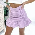 thumbnail image 3 of YUTK Plus Size Midi Skirts for Women - Women Fashion Casual High Waist Ruffled Zipper Fish Tail Short Skirt Purple S, 3 of 8