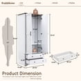 thumbnail image 5 of Brafabhome 71"H Armoire Wardrobe Closet with 2 Drawers, Farmhouse 2 Doors Armoire Cabinet with Hanging Rod, Modern Freestanding Wardrobe Clothes Cabinet for Bedroom | White, 5 of 8