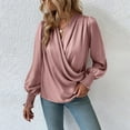 thumbnail image 5 of Pink Womens Tops Women's Elegant Women's V Neck with Great Sleeves Temperament Worker Women's Solid Color Shirt Going Out Tops for Women, 5 of 5