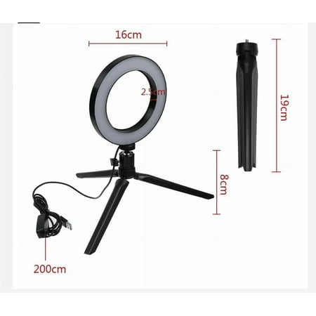 Image of Dimmable Portable LED Ring Light with Camera Phone Tripod Mini LED Selfie Fill Lamp for Makeup Video Photography
