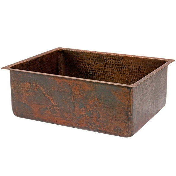 Premier Copper Products Ksdb25199 25" Copper Hammered Kitchen Single Basin Sink - Bronze