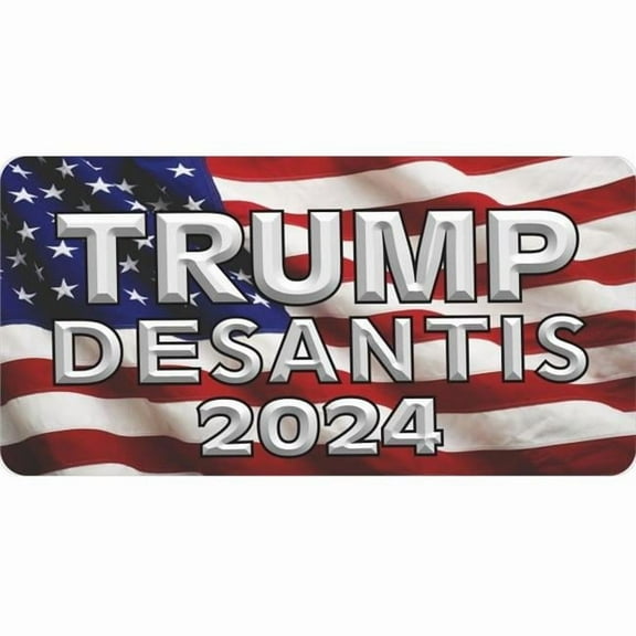 212 Main LPO7315 6 x 12 in. Trump Desantis 2024 U.S. Flag Photo License Plate