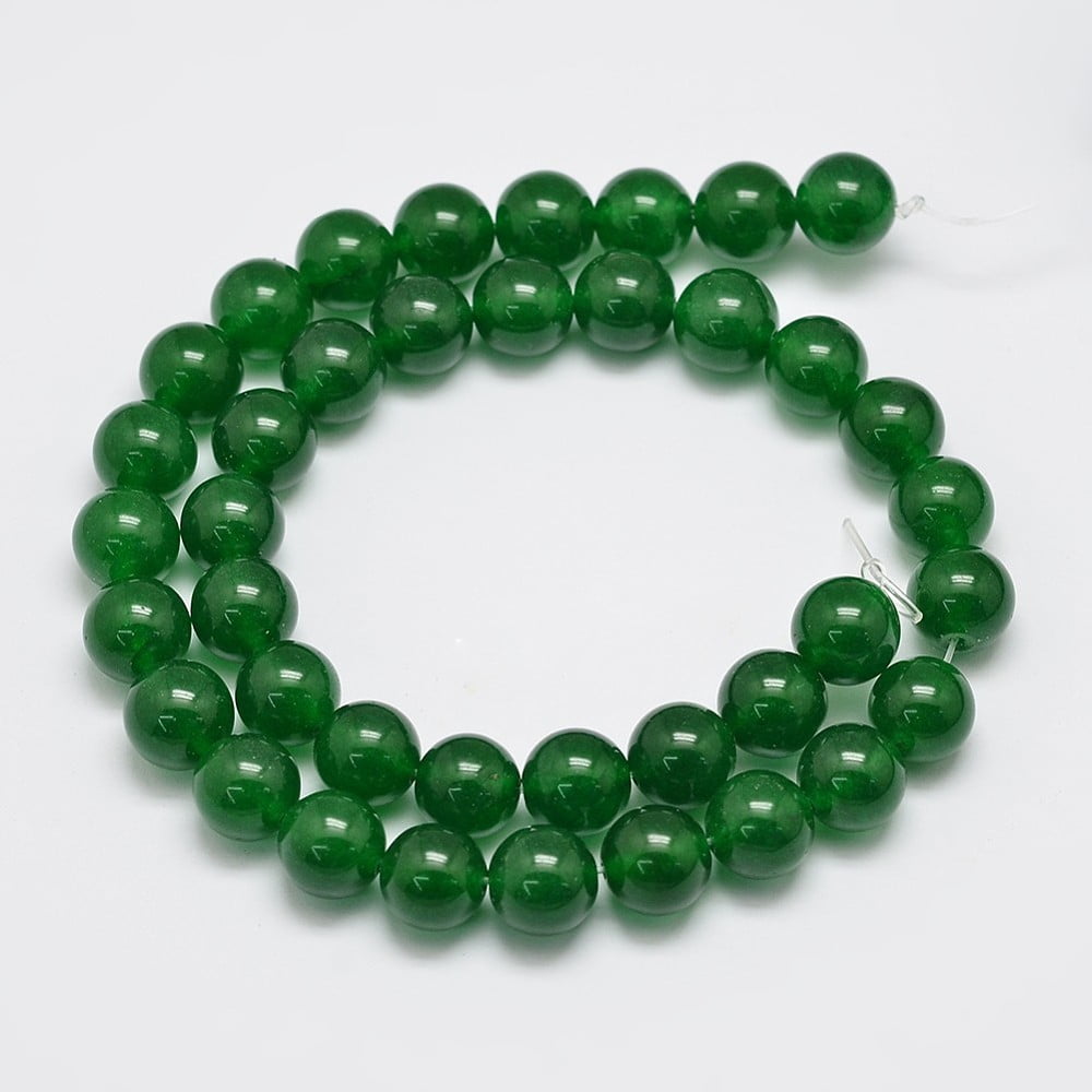 Natural & Dyed Malaysia Jade Bead Strands Round Green 10mm Hole: 1.0mm 38pcs/strand 15 inch