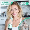 thumbnail image 3 of Water flosser, cordless oral irrigator portable dental cleaner, equipped with 8 modes 7 tips 300ml water tank orthodontic floss, rechargeable (green), 3 of 4