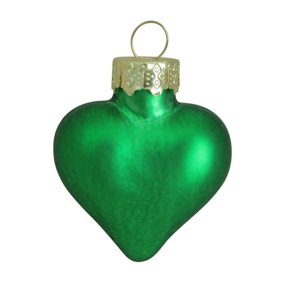 Whitehurst 56ct Green Matte Finish Glass Heart Christmas Ornaments - 1.75" (45mm)