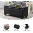 thumbnail image 6 of Storage Ottoman Set of 3, 38'' Button-Tufted Coffee Table Bench with 2pcs Nesting Foot Stools, for Living Room Couch, Bedroom, End of Bed (Black - PU Leather), 6 of 13