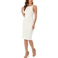 thumbnail image 4 of INSPIRE CHIC Women's Casual Solid Color Boat Neck Midi Sleeveless Tank Dresses, 4 of 5