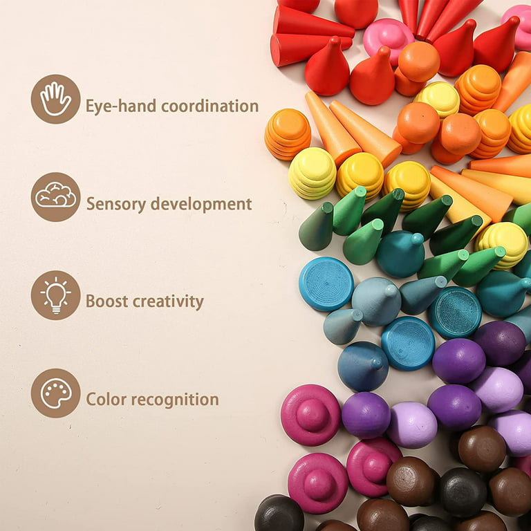Rainbow Sensory Tray Activity Set/colors Sensory Bin Kit/small World Play  Wooden Peg Dolls/loose Parts/imaginative Play Kit 