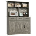 thumbnail image 7 of Homfa 60” Tall Kitchen Pantry with Hutch, 3 Drawers Coffee Bar with 3 Doors, Hutch Cabinet with Adjustable Shelf for Dining Room, Gray, 7 of 7