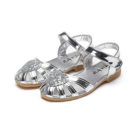 

Infant Child Kids Baby Girl Leather Princess Sandals Soft Crib Shoes Toddler Prewalker Sequin Heart Sandals