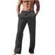thumbnail image 1 of Pantalones largos para hombre, de lino, color liso, con bolsillos y botones, de poliéster., 1 of 5